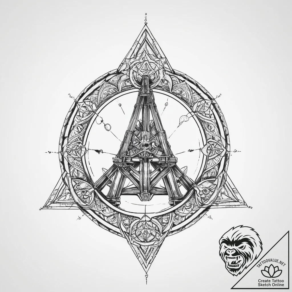 Tattoo sketch a medieval trebuchet or catapul... - tattoo sketch (№1754441706_0, 06.08.2025 00:55) — tattoovalue.net