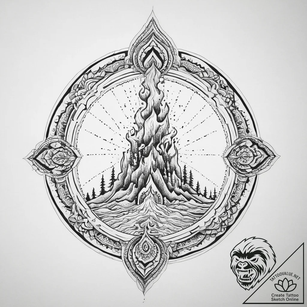 Tattoo sketch a geyser erupting with controll... - tattoo sketch (№1754442104_0, 06.08.2025 01:01) — tattoovalue.net