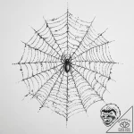 A close-up of a dew-covered spiderweb., tatto… – tattoo sketch (№1754443312_0, 06.08.2025 01:21) — tattoovalue.net