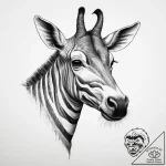 An okapi, ink illustration for tattoo, on a c… – tattoo sketch (№1754444123_0, 06.08.2025 01:35) — tattoovalue.net