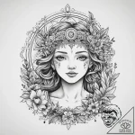Tattoo design a virgo maiden as an ancient wi… – tattoo sketch (№1754444536_0, 06.08.2025 01:42) — tattoovalue.net