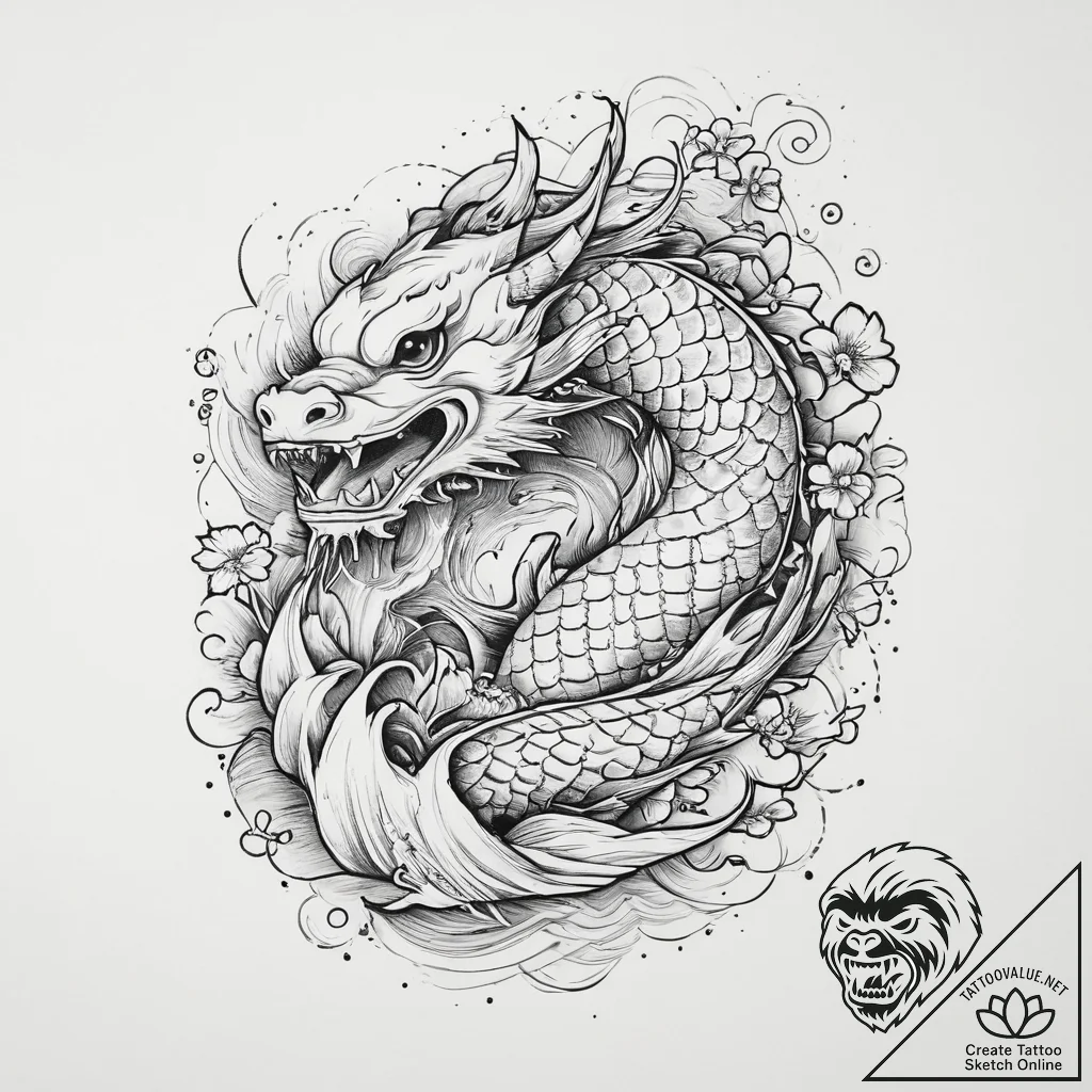Camera, ink illustration for tattoo, irezumi... - tattoo sketch (№1754445156_0, 06.08.2025 01:52) — tattoovalue.net