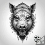 Tattoo sketch a wild boar, tusks gleaming, fo… – tattoo sketch (№1754445768_0, 06.08.2025 02:02) — tattoovalue.net