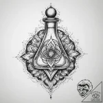 Tattoo design a small, stylized potion bottle… – tattoo sketch (№1754448030_0, 06.08.2025 02:40) — tattoovalue.net