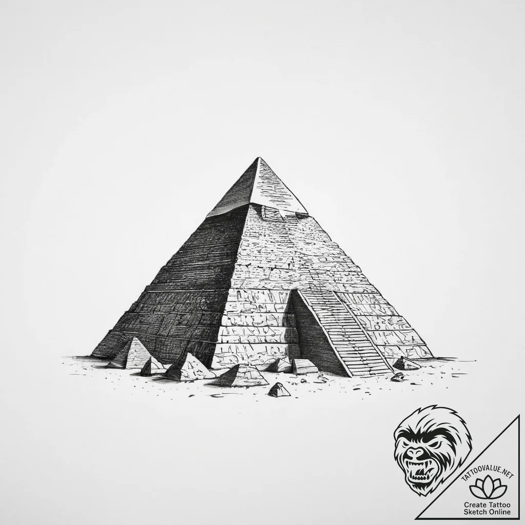 Tattoo sketch a solid, ancient pyramid, for e... - tattoo sketch (№1754448649_0, 06.08.2025 02:50) — tattoovalue.net