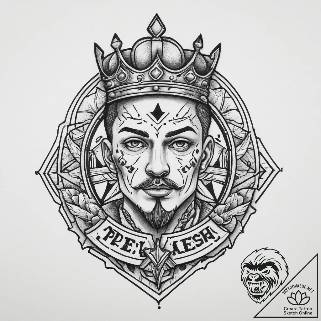 Tattoo sketch a "pro gamer" badge with a crow... - tattoo sketch (№1754449264_0, 06.08.2025 03:01) — tattoovalue.net