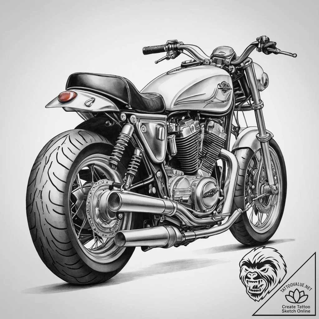 A close-up shot of the intricate engine of a... - tattoo sketch (№1754450492_0, 06.08.2025 03:21) — tattoovalue.net