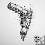 Robotic arm, tattoo flash sheet design, black… – tattoo sketch (№1754452102_0, 06.08.2025 03:48) — tattoovalue.net