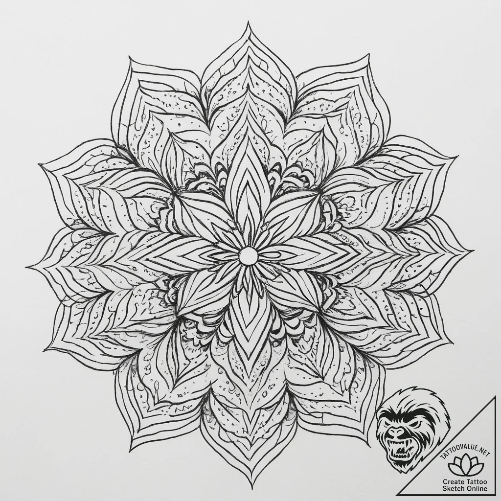 Six-pointed star, ink illustration for tattoo... - tattoo sketch (№1754452308_0, 06.08.2025 03:51) — tattoovalue.net