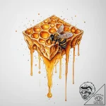 A close-up of a fresh piece of honeycomb, dri… – tattoo sketch (№1754452708_0, 06.08.2025 03:58) — tattoovalue.net