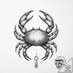Tattoo design a cancer crab, with a small cha… – tattoo sketch (№1754452911_0, 06.08.2025 04:01) — tattoovalue.net