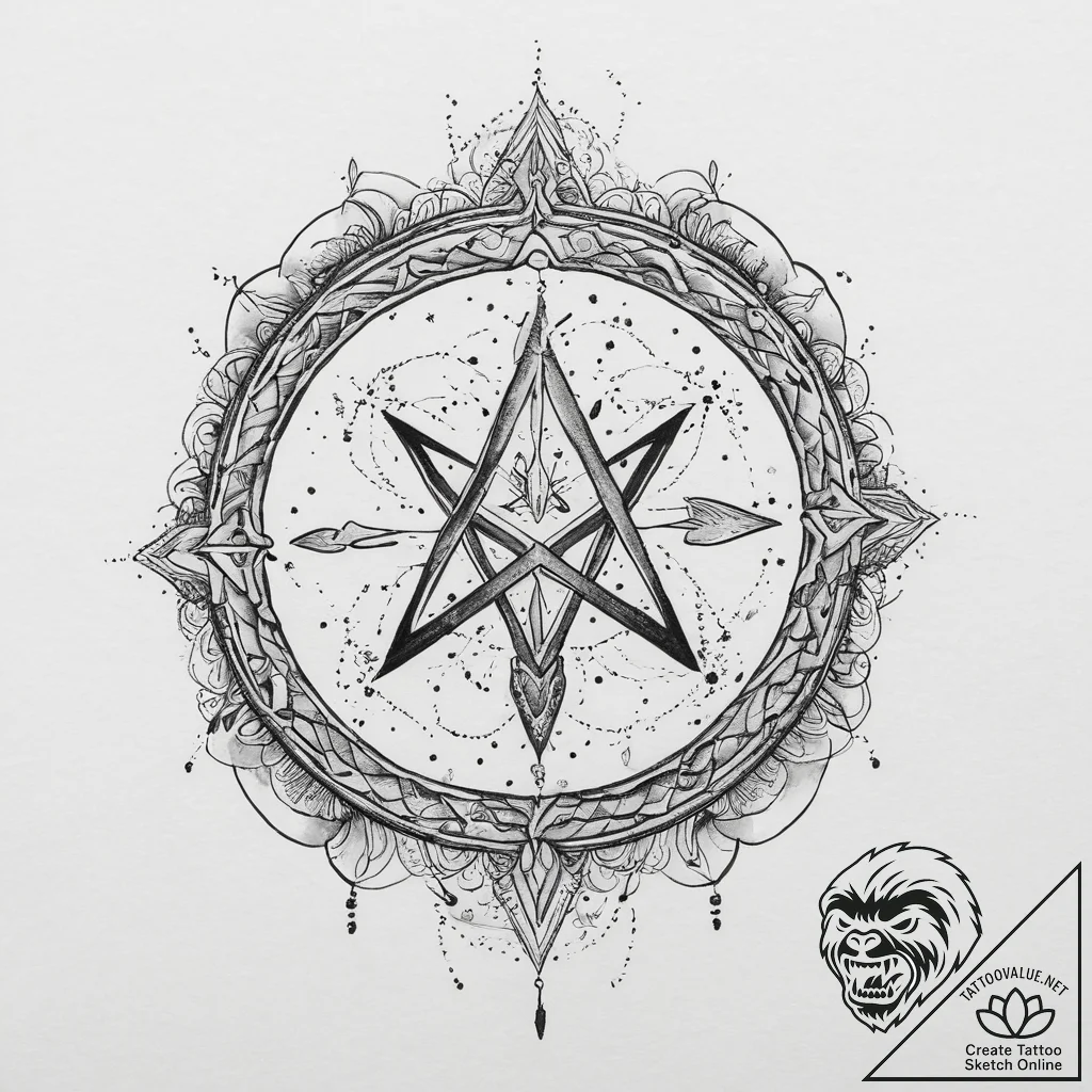 148. tattoo sketch: "veda" rune surrounded by... - tattoo sketch (№1754453713_0, 06.08.2025 04:15) — tattoovalue.net