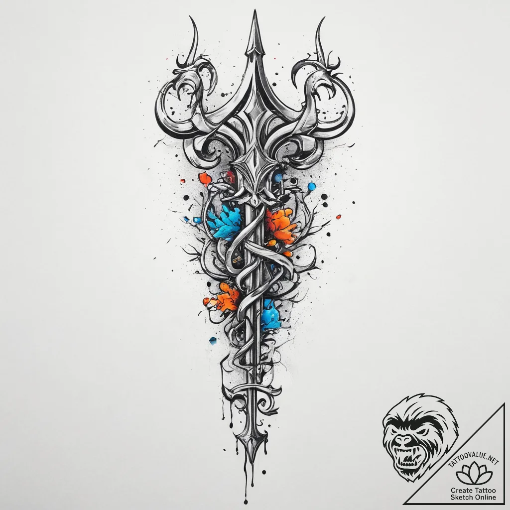 Tattoo sketch: a stylized depiction of veles'... - tattoo sketch (№1754454115_0, 06.08.2025 04:21) — tattoovalue.net