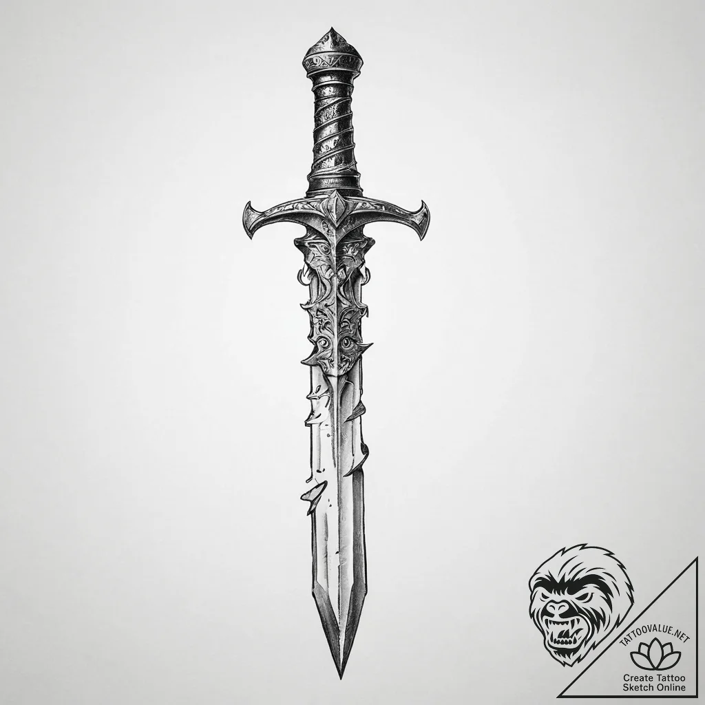 Tattoo sketch a rogue's dagger with a subtle... - tattoo sketch (№1754454519_0, 06.08.2025 04:28) — tattoovalue.net