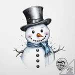 A close-up of a melting snowman., tattoo line… – tattoo sketch (№1754455123_0, 06.08.2025 04:38) — tattoovalue.net