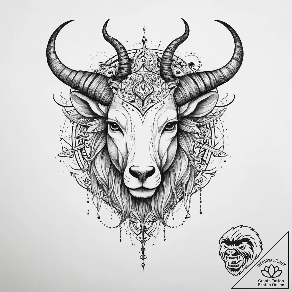 Tattoo design a zodiac animal drawn with a co... - tattoo sketch (№1754455323_0, 06.08.2025 04:42) — tattoovalue.net