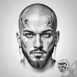 Tattoo design a “game face” portrait of an in… – tattoo sketch (№1754456323_0, 06.08.2025 04:58) — tattoovalue.net