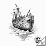 The eerie beauty of a shipwreck visible just… – tattoo sketch (№1754456524_0, 06.08.2025 05:02) — tattoovalue.net