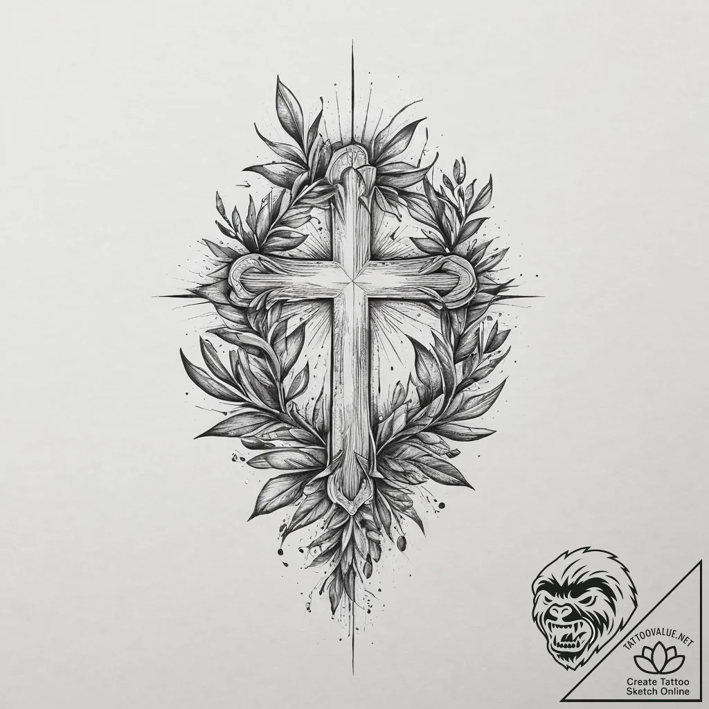Tattoo sketch a minimalist olive branch, symb... - tattoo sketch (№1754458132_0, 06.08.2025 05:28) — tattoovalue.net