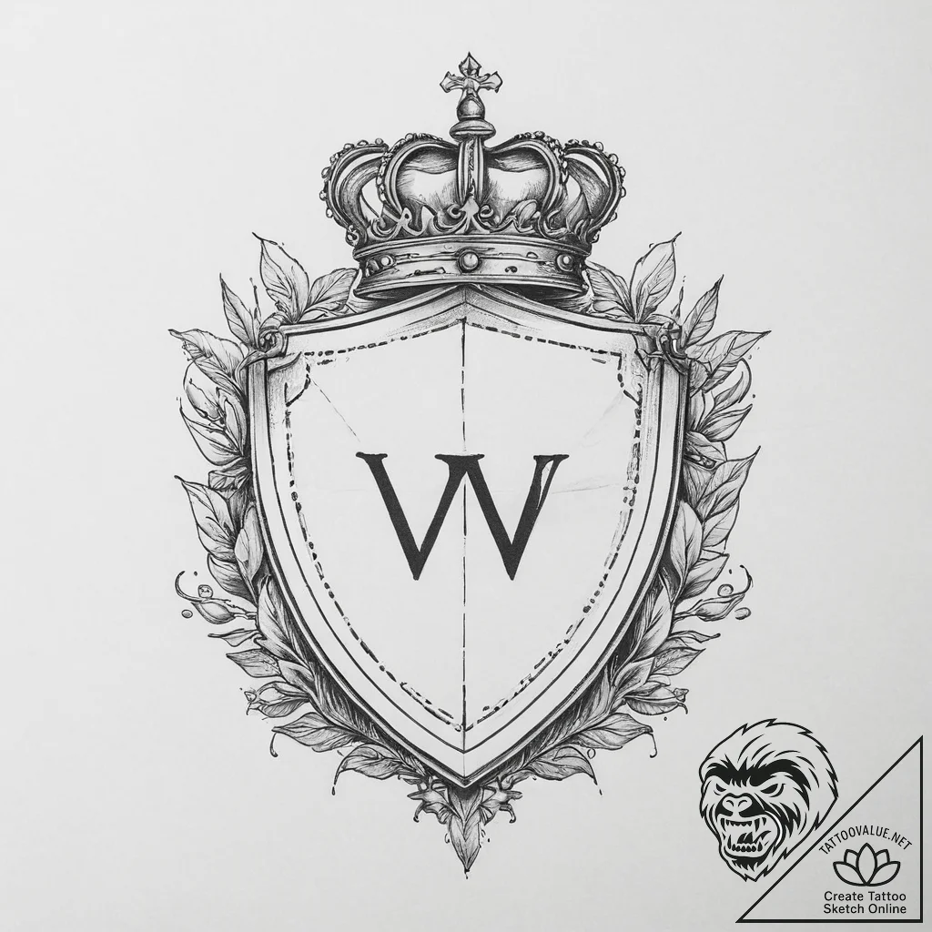 Tattoo design a "solo win" icon with a crown... - tattoo sketch (№1754458333_0, 06.08.2025 05:32) — tattoovalue.net