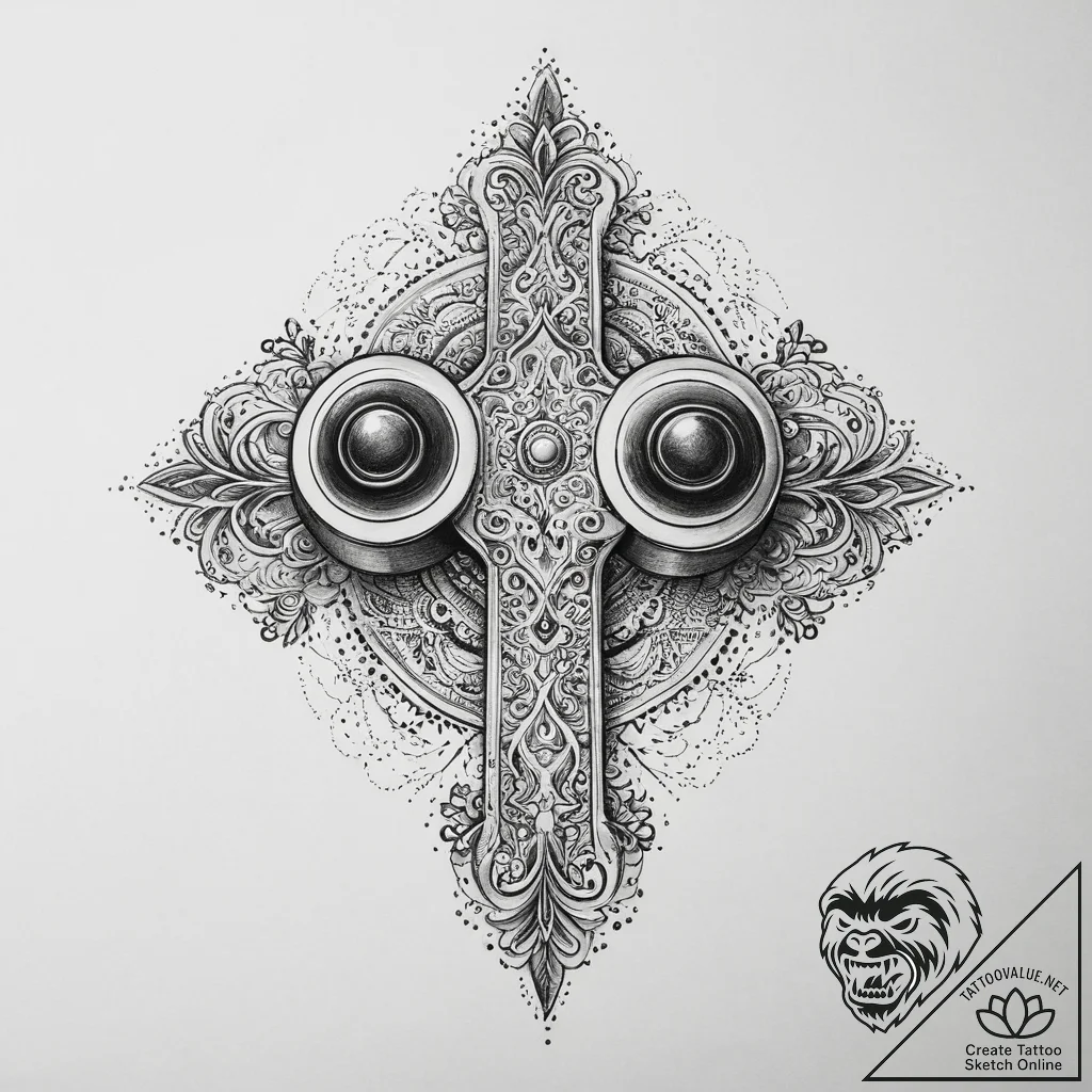 Tattoo design a tiny stylized joystick dotwor... - tattoo sketch (№1754459132_0, 06.08.2025 05:45) — tattoovalue.net