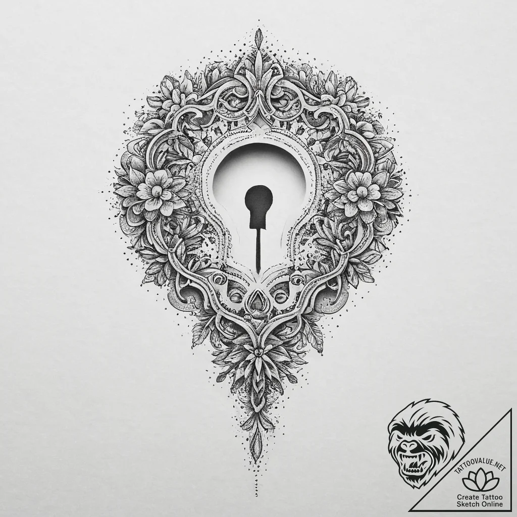 Tattoo design a small, intricate keyhole on o... - tattoo sketch (№1754459334_0, 06.08.2025 05:48) — tattoovalue.net