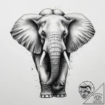 Elephant, ink illustration for tattoo, realis… – tattoo sketch (№1754462539_0, 06.08.2025 06:42) — tattoovalue.net