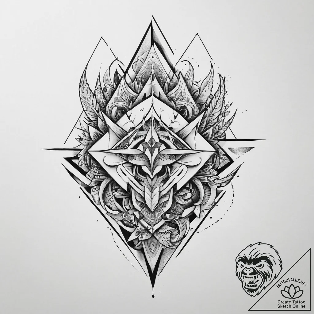 Tattoo sketch a geometric design that complet... - tattoo sketch (№1754463351_0, 06.08.2025 06:55) — tattoovalue.net