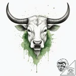 Tattoo design a serene taurus bull, with eart… – tattoo sketch (№1754463551_0, 06.08.2025 06:59) — tattoovalue.net