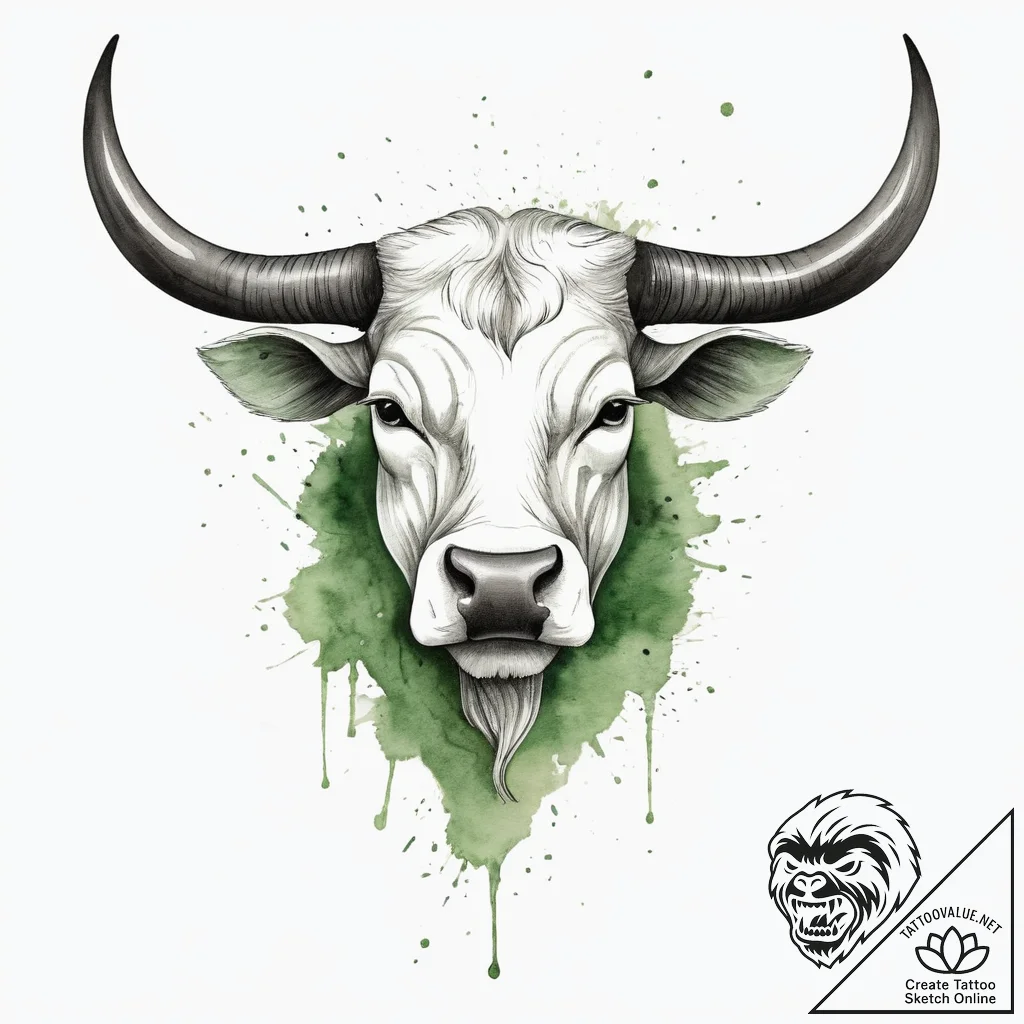 Tattoo design a serene taurus bull, with eart... - tattoo sketch (№1754463551_0, 06.08.2025 06:59) — tattoovalue.net