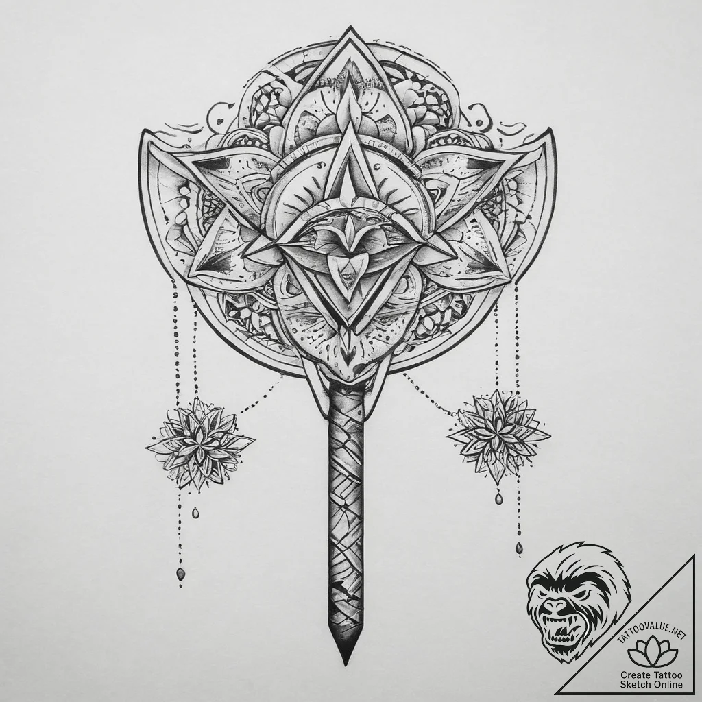 Tattoo design a generic military shovel or en... - tattoo sketch (№1754463952_0, 06.08.2025 07:05) — tattoovalue.net