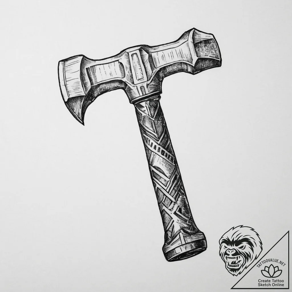 Tattoo design a powerful and simple hammer ou... - tattoo sketch (№1754464354_0, 06.08.2025 07:12) — tattoovalue.net