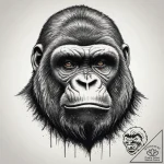 A silverback gorilla looking thoughtfully int… – tattoo sketch (№1754464555_0, 06.08.2025 07:15) — tattoovalue.net