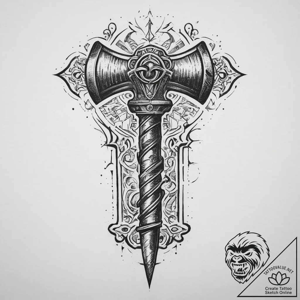 Tattoo design: a svarozhich combined with the... - tattoo sketch (№1754464957_0, 06.08.2025 07:22) — tattoovalue.net