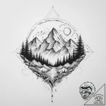 Tattoo sketch a pixelated mountain range with… – tattoo sketch (№1754466002_0, 06.08.2025 07:40) — tattoovalue.net
