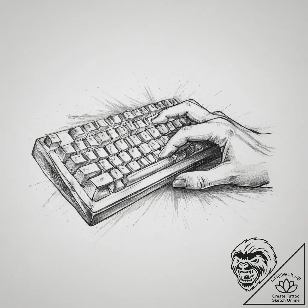 Tattoo sketch a gamer's hand reaching for a g... - tattoo sketch (№1754466406_0, 06.08.2025 07:46) — tattoovalue.net