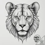 Tattoo design a fierce lioness’s face, strong… – tattoo sketch (№1754466808_0, 06.08.2025 07:53) — tattoovalue.net