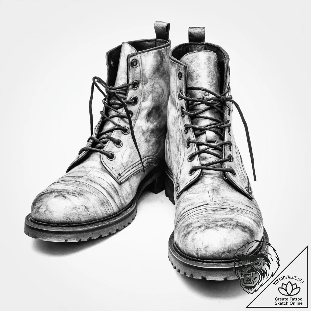 A close-up of a pair of old, cracked leather... - tattoo sketch (№1754467408_0, 06.08.2025 08:03) — tattoovalue.net