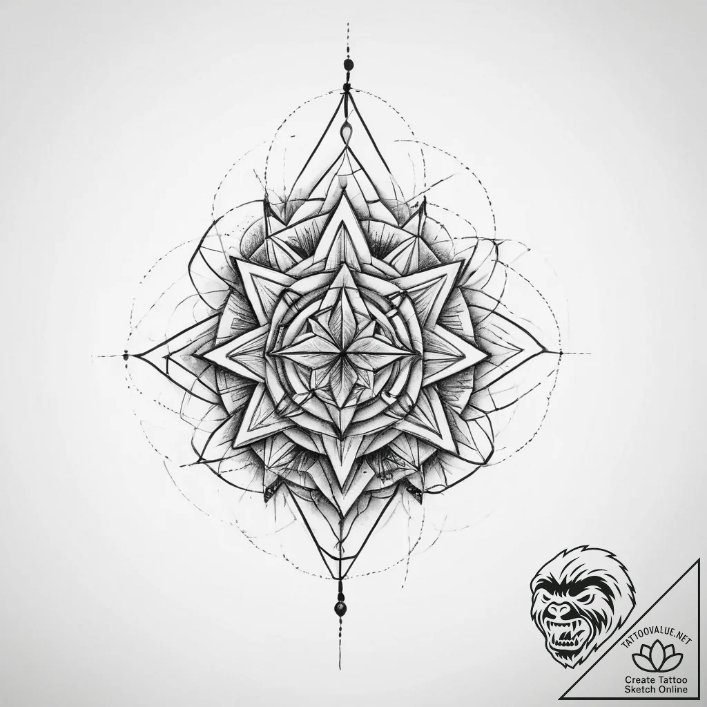 Tattoo sketch a series of interconnected geom... - tattoo sketch (№1754467608_0, 06.08.2025 08:06) — tattoovalue.net