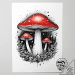 Tattoo sketch a glowing 1up mushroom with a m… – tattoo sketch (№1754468815_0, 06.08.2025 08:26) — tattoovalue.net