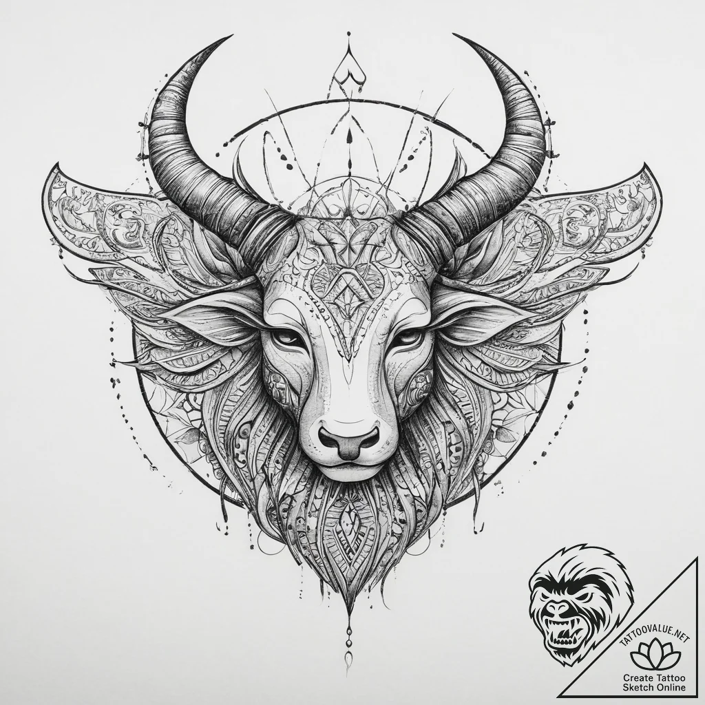 Tattoo sketch a minimalist zodiac glyph fille... - tattoo sketch (№1754469216_0, 06.08.2025 08:33) — tattoovalue.net