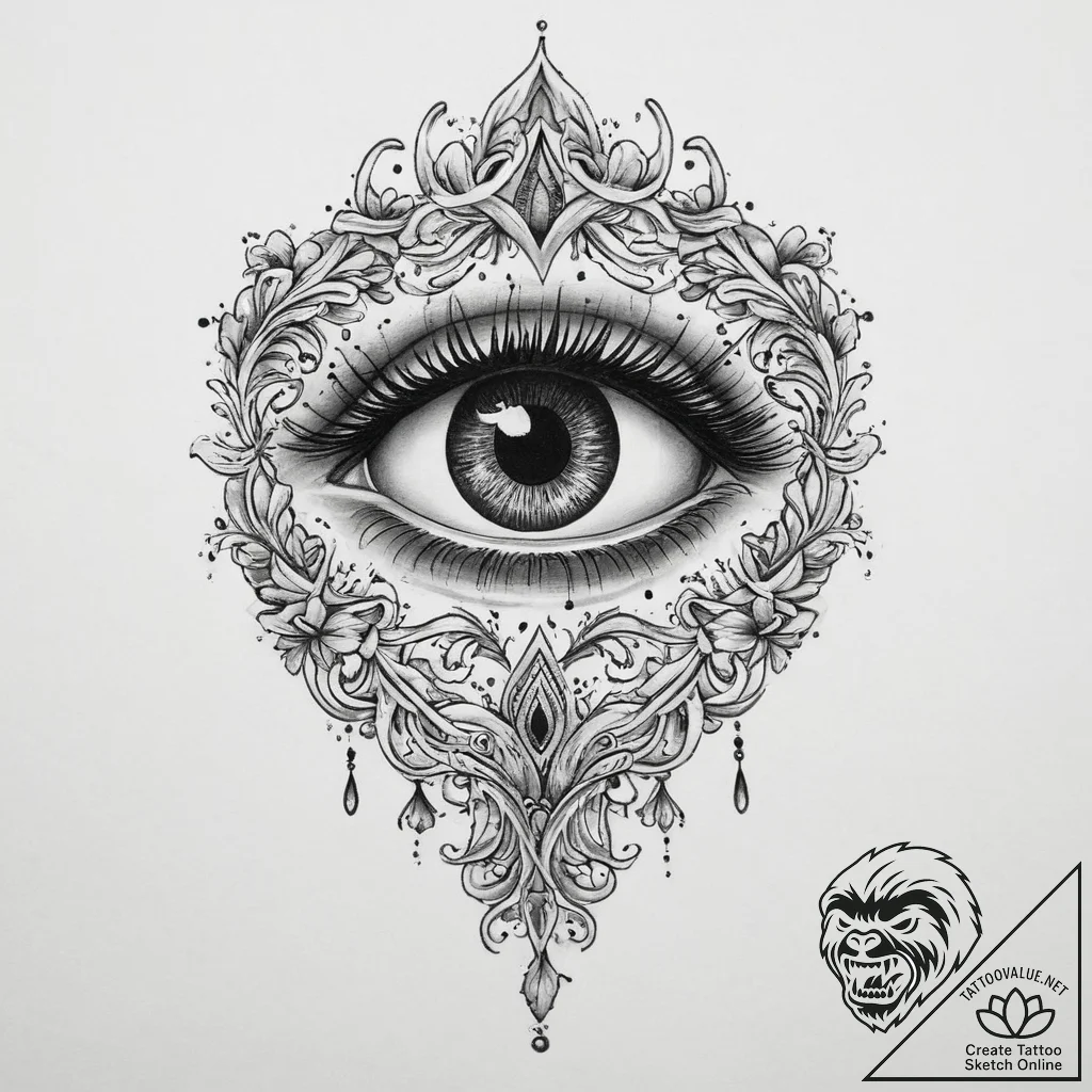 Keyhole with an eye peeping through, tattoo s... - tattoo sketch (№1754470025_0, 06.08.2025 08:47) — tattoovalue.net