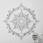 Tattoo design: a stylized kolovrat with subtl… – tattoo sketch (№1754470226_0, 06.08.2025 08:50) — tattoovalue.net