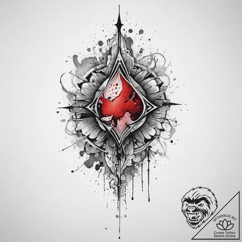 Blood, tattoo drawing outline, on a clean whi... - tattoo sketch (№1754470830_0, 06.08.2025 09:00) — tattoovalue.net