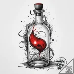 Tattoo design a magic potion bottle with a sw… – tattoo sketch (№1754471235_0, 06.08.2025 09:07) — tattoovalue.net