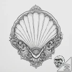 Shell, artistic tattoo sketch, clean lines, c… – tattoo sketch (№1754471643_0, 06.08.2025 09:14) — tattoovalue.net
