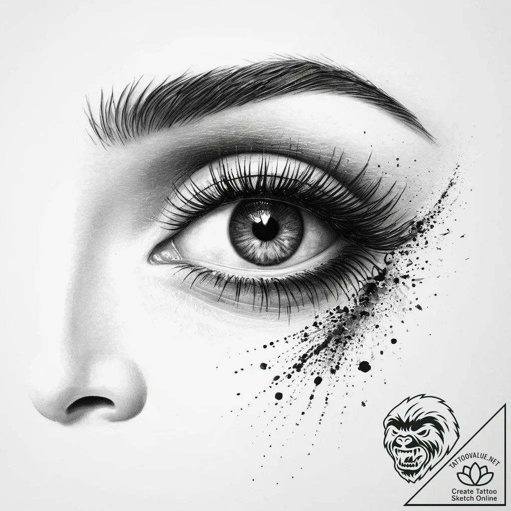 Tattoo design a confident woman's eye, with l... - tattoo sketch (№1754472048_0, 06.08.2025 09:20) — tattoovalue.net