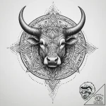 Tattoo design a detailed taurus bull in a pow… – tattoo sketch (№1754473252_0, 06.08.2025 09:40) — tattoovalue.net