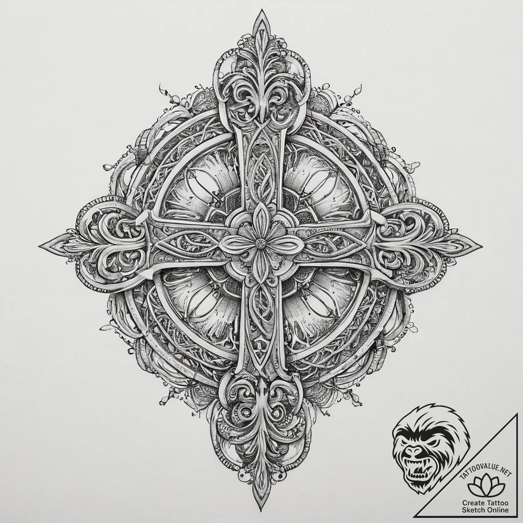 Tattoo sketch: an ornamental tattoo featuring... - tattoo sketch (№1754474657_0, 06.08.2025 10:04) — tattoovalue.net