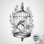 Bird and cage – tattoo sketch (№1754475458_0, 06.08.2025 10:17) — tattoovalue.net